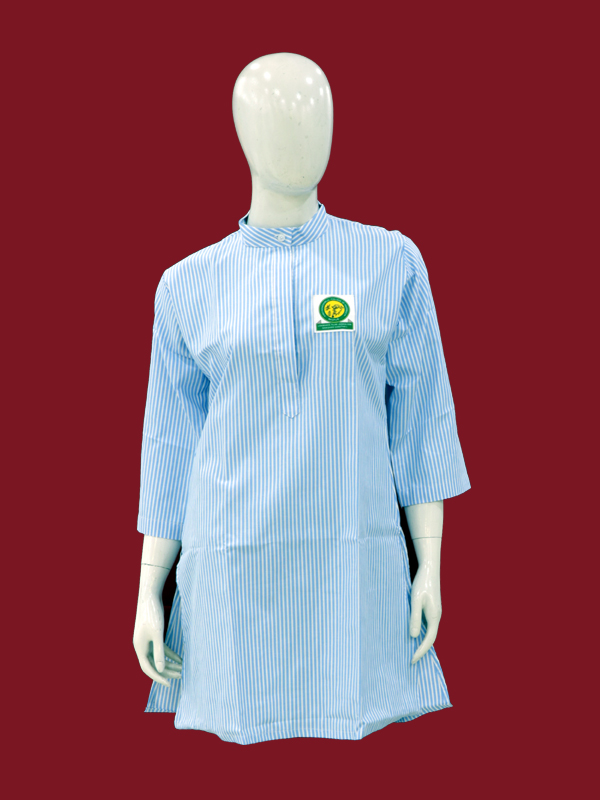 S-BLUE STRIP ¾ SLEEVES SHORT KURTI WITH MONO